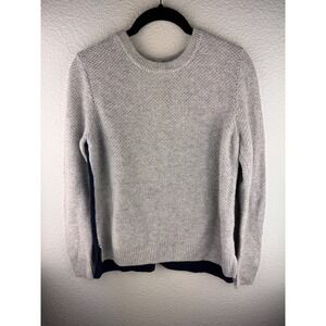 Madewell Two Tone Knit Cardigan Sweater Women M Blue Gray Cotton Cozy‎ Preppy